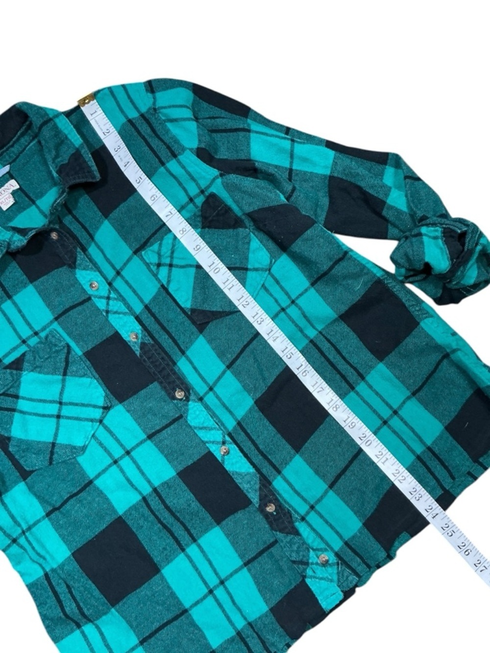 Alien UFO Spaceship Flannel Upcycled Tee Shirt Top - Picture 8 of 9